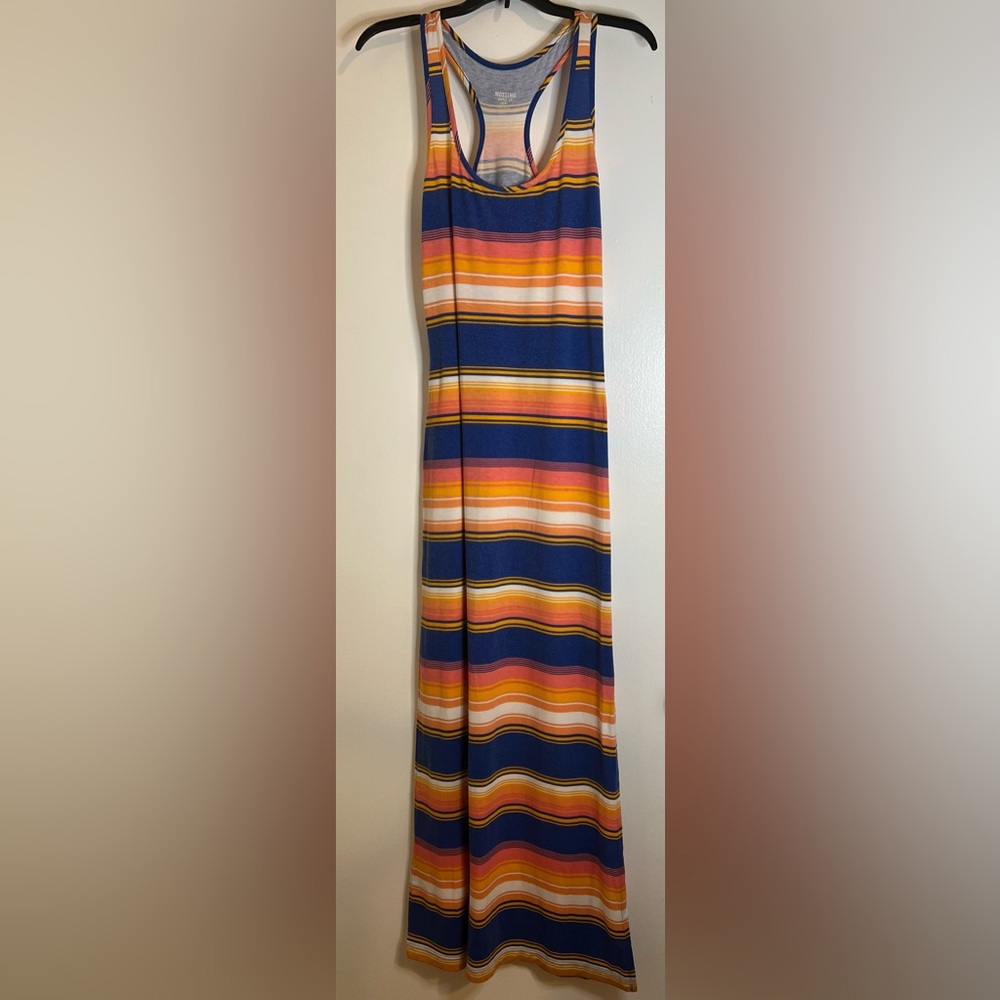 Mossimo Supply Co Razor Back Striped Maxi Sleeveless Tank Dress with Side Slit